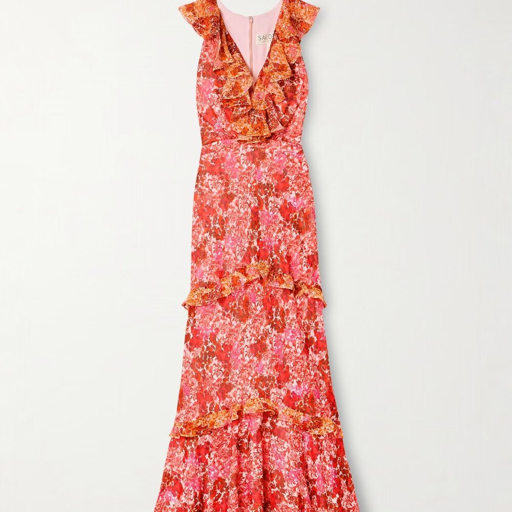 Saloni Rita Tiered Ruffle Cocktail Dress